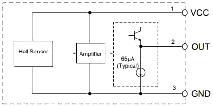 Blockdiagramm - Diodes Incorporated AH49FQ Hall-Effekt-Sensor